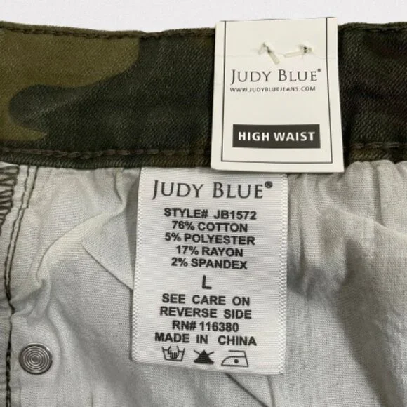 Judy Blue NEW Women's High Rise Camo Denim Jean Stretch Shorts Size L - Picture 11 of 11